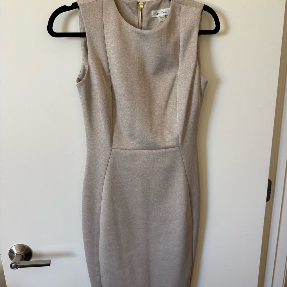 Calvin Klein Sleeveless Tan Midi Dress
